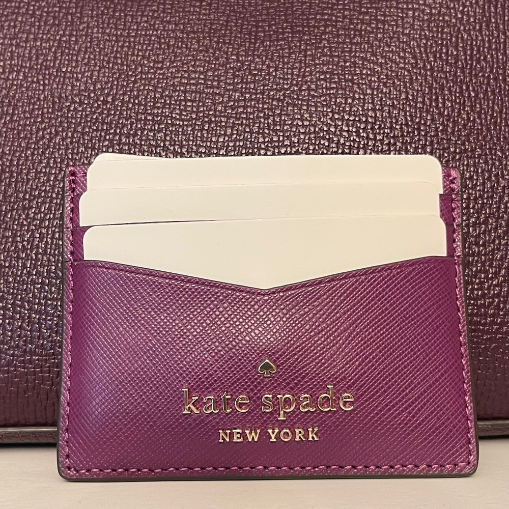 Kate spade NWT Staci plum pie saffiano leather slim card holder wallet